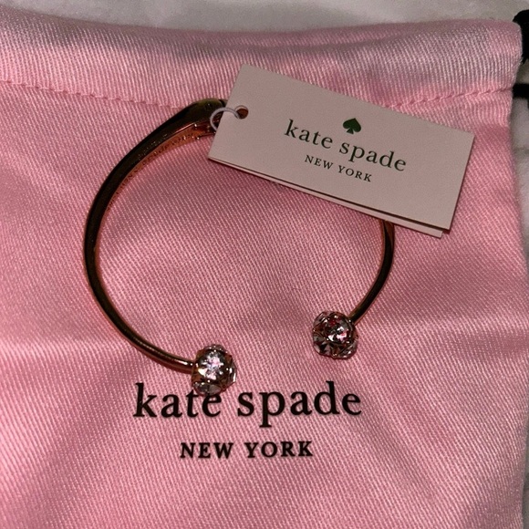 Kate Spade Lady Marmalade Rose Gold CZ Hinged Cuff Bracelet W/ Pouch - Picture 5 of 5